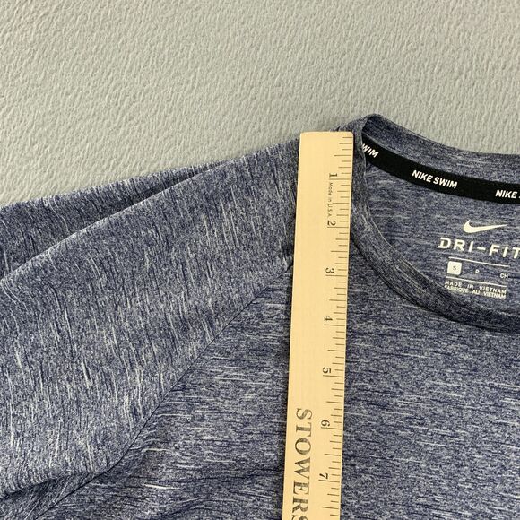 Nike Shirt Mens Small Blue Dri-FIT Long Sleeve Swim UPF 40+ Athletic Training - Picture 6 of 12